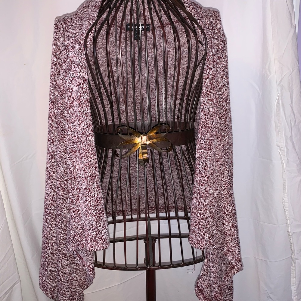 Red and White Knit Cardigan